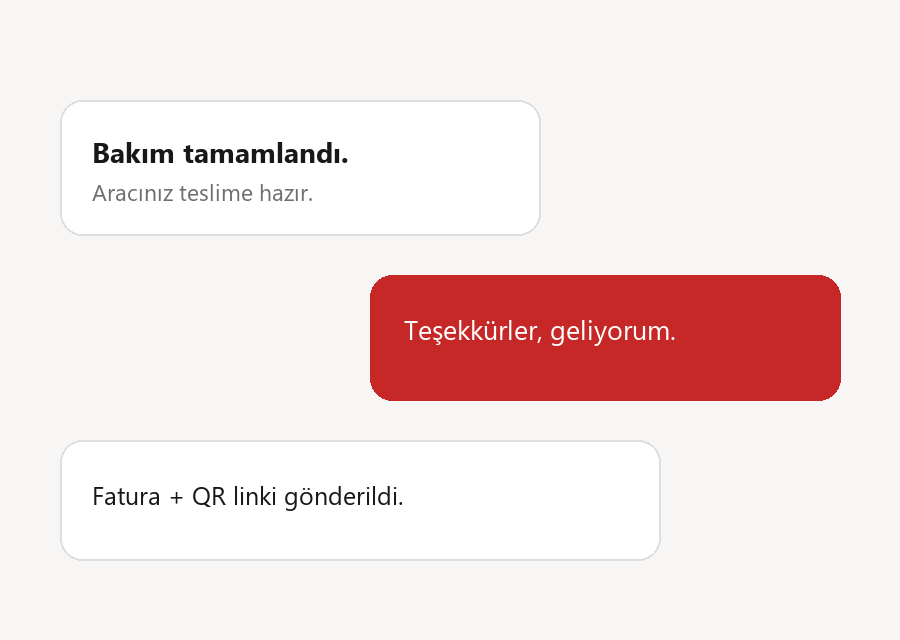 Müşteriye mesaj gider