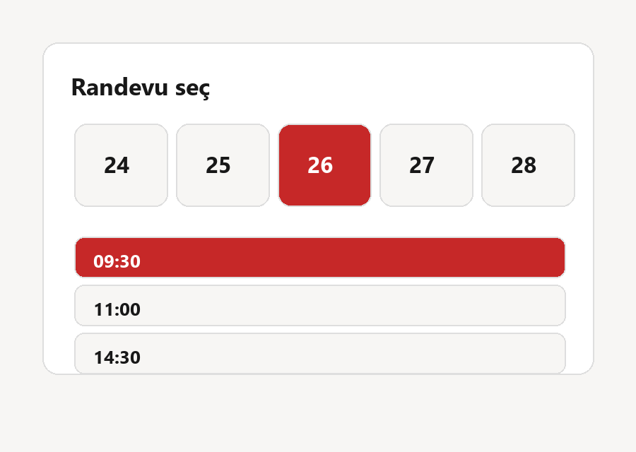 Müşteri kendi randevusunu alır